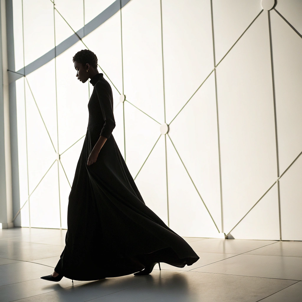Behind-the-scenes fabric draping process