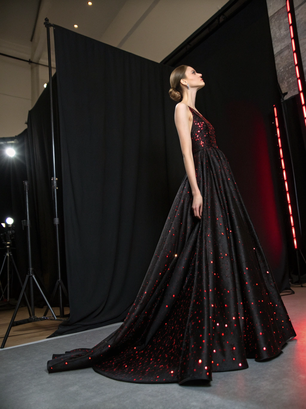 Studio Thorne runway look featuring obsidian drape silhouette